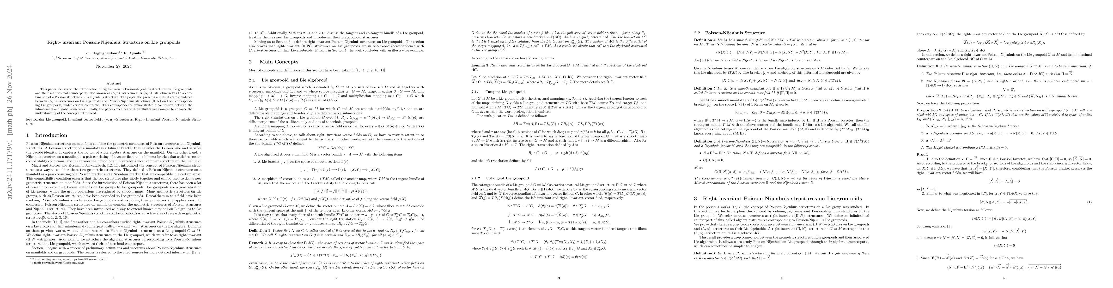 Thumbnail for Right-invariant Poisson-Nijenhuis Structure on Lie groupoids