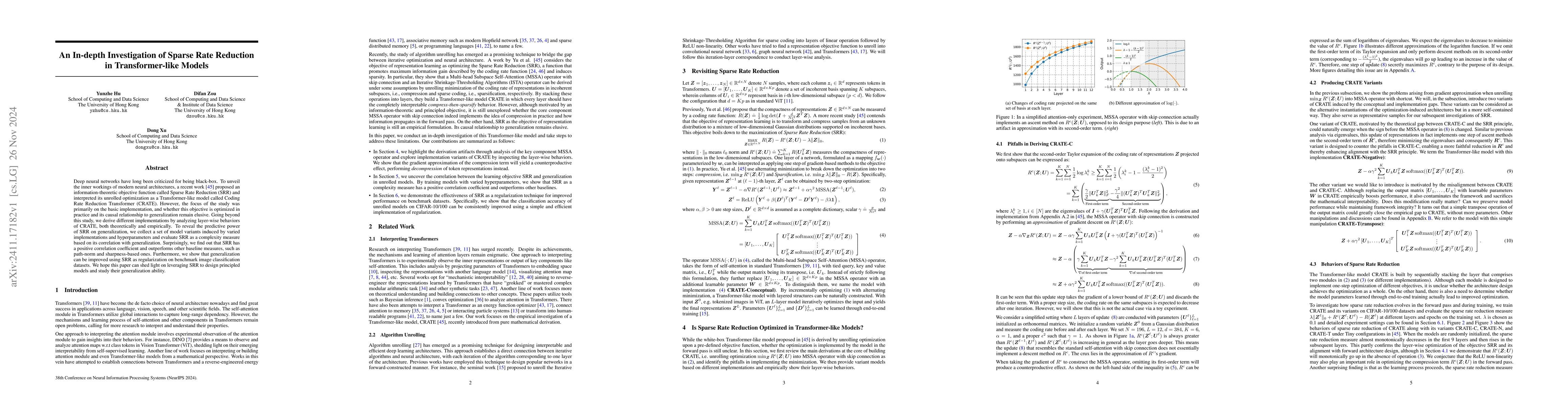 Thumbnail for An In-depth Investigation of Sparse Rate Reduction in Transformer-like
  Models