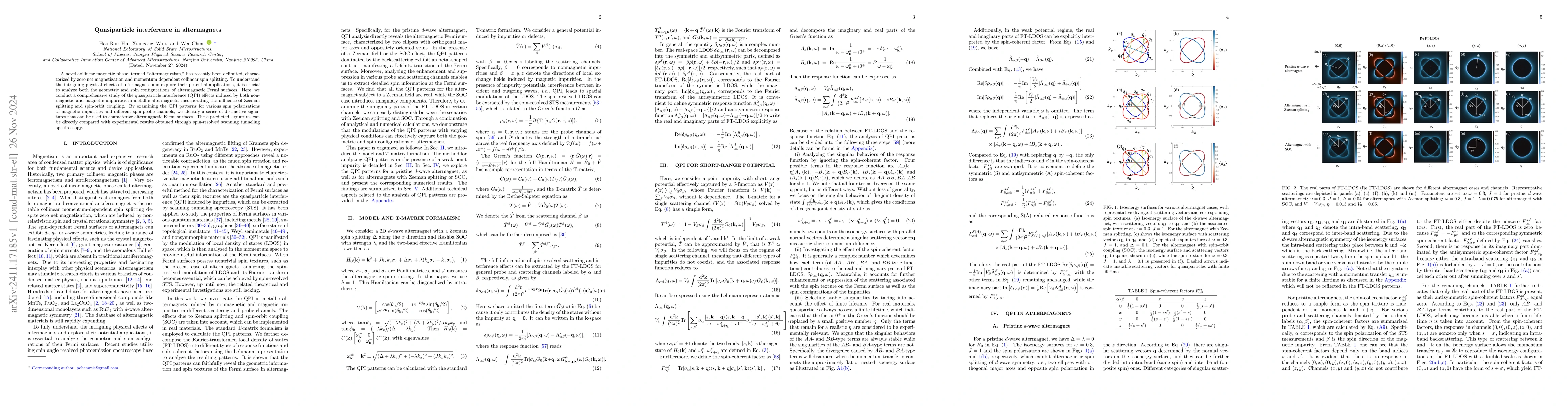 Thumbnail for Quasiparticle interference in altermagnets