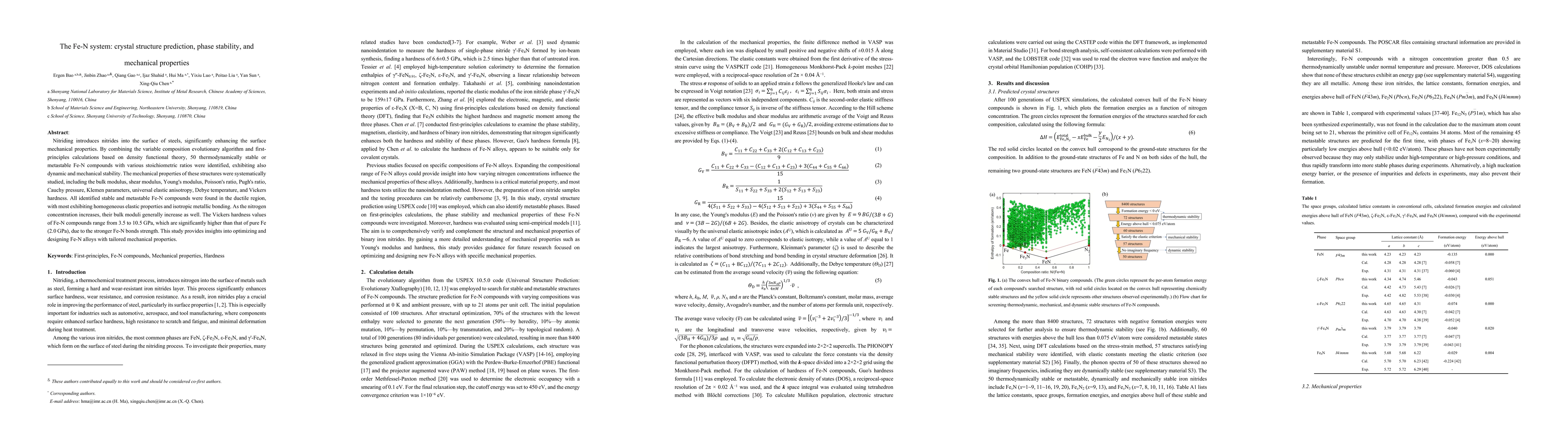 Thumbnail for The Fe-N system: crystal structure prediction, phase stability, and
  mechanical properties