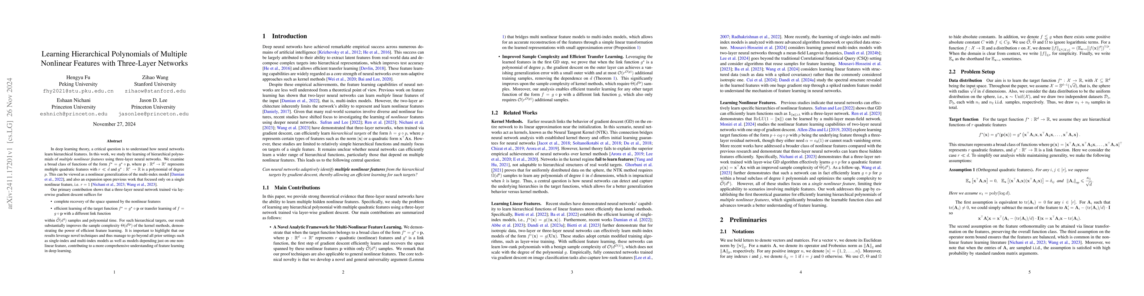 Thumbnail for Learning Hierarchical Polynomials of Multiple Nonlinear Features with
  Three-Layer Networks