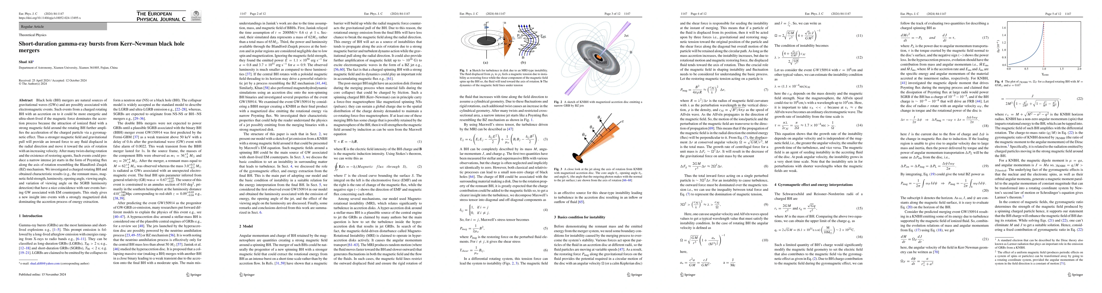 Thumbnail for Short-duration gamma-ray bursts from Kerr-Newman black hole mergers