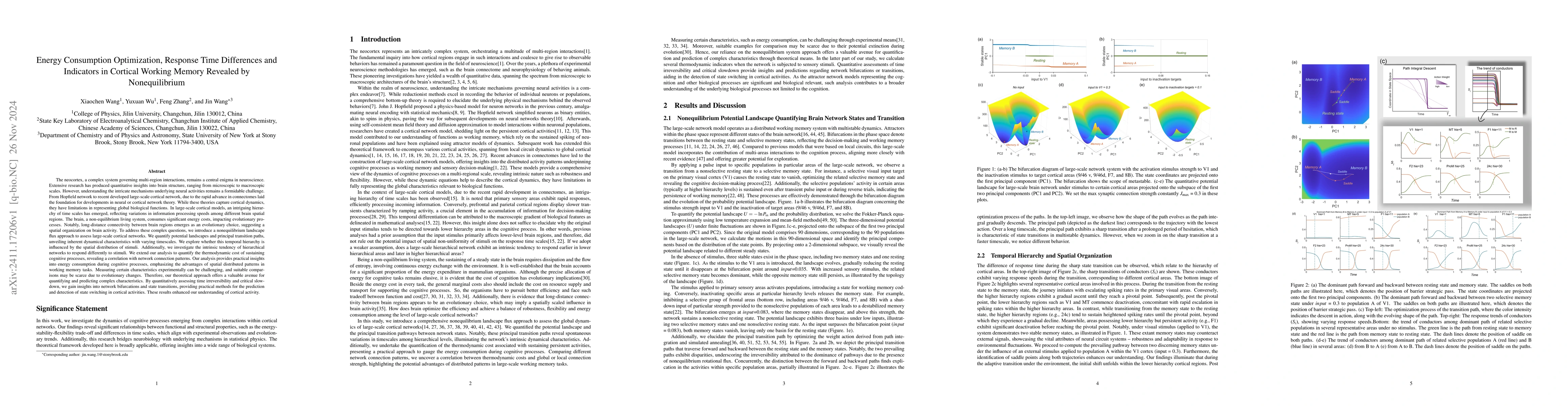 Thumbnail for Energy Consumption Optimization, Response Time Differences and
  Indicators in Cortical Working Memory Revealed by Nonequilibrium