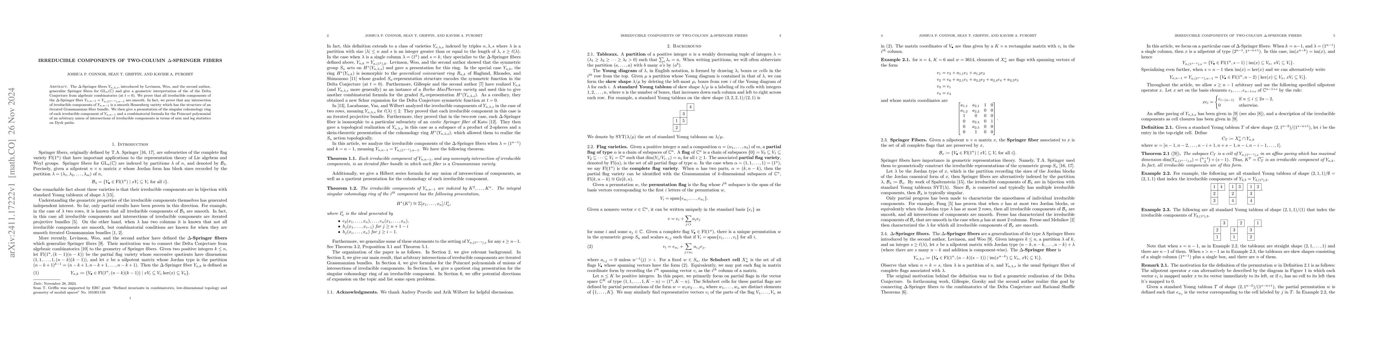 Thumbnail for Irreducible components of two-column $Δ$-Springer fibers