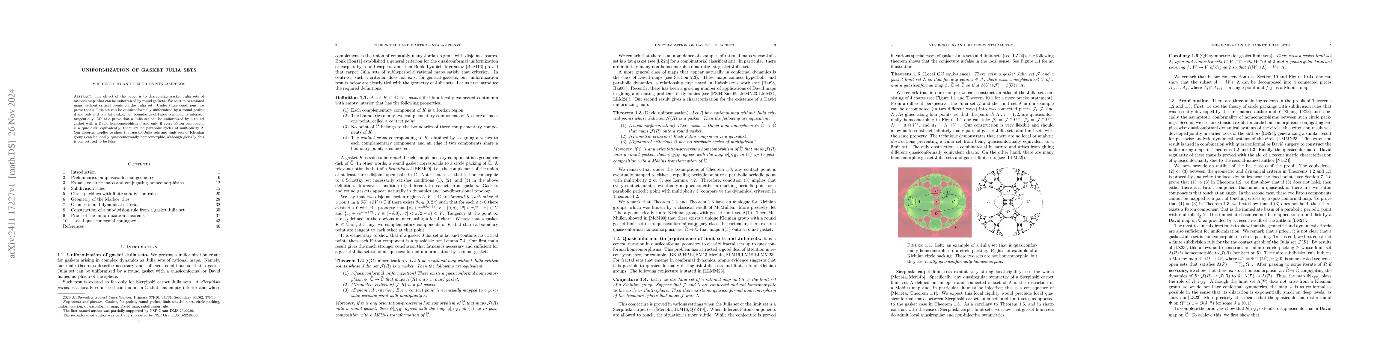 Thumbnail for Uniformization of gasket Julia sets
