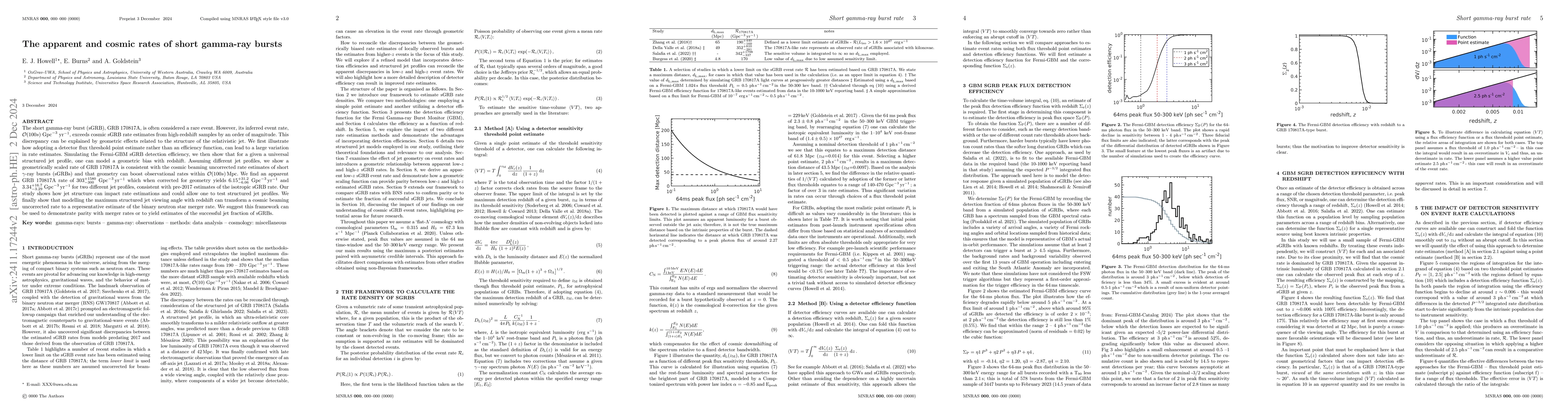 Thumbnail for The apparent and cosmic rates of short gamma-ray bursts