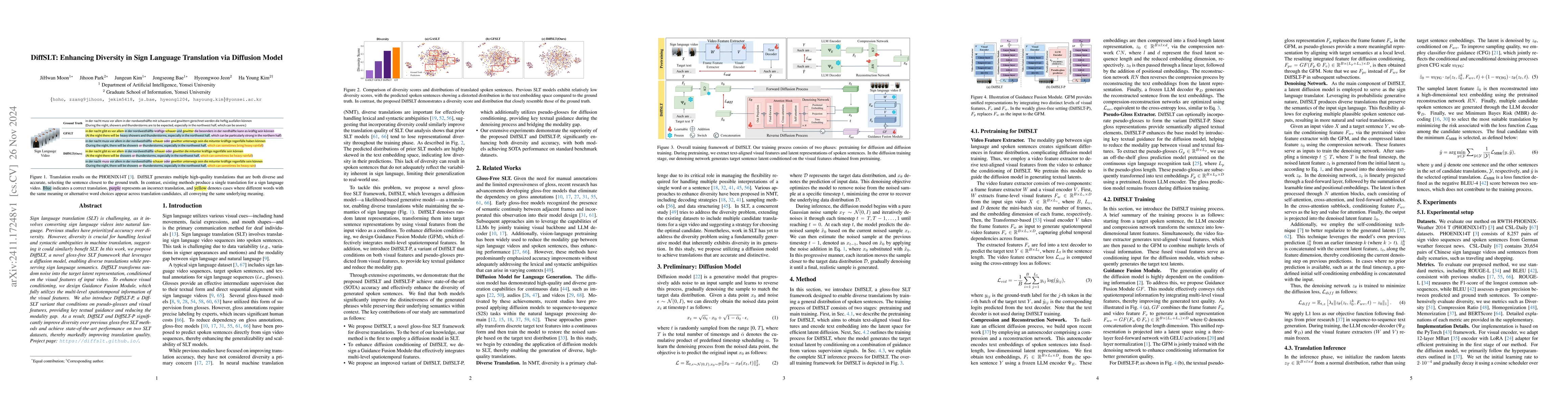 Thumbnail for DiffSLT: Enhancing Diversity in Sign Language Translation via Diffusion
  Model