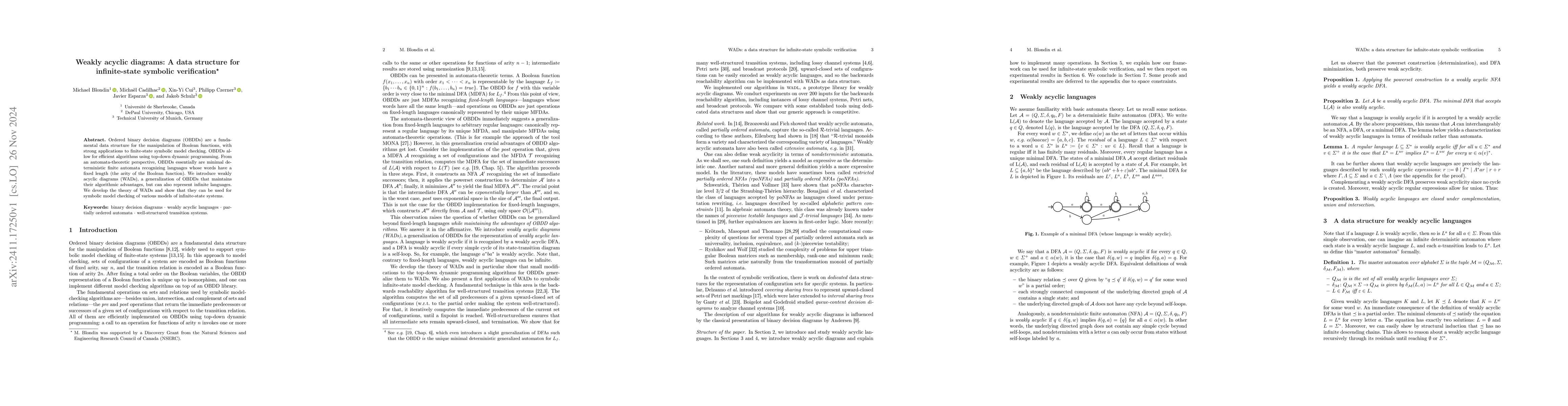 Thumbnail for Weakly acyclic diagrams: A data structure for infinite-state symbolic
  verification