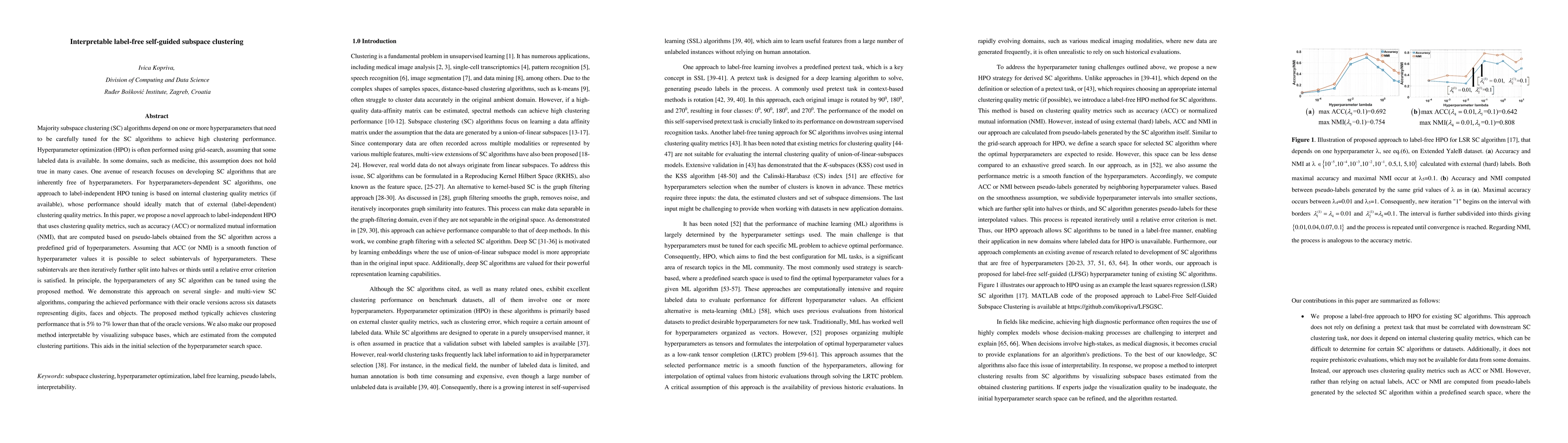 Thumbnail for Interpretable label-free self-guided subspace clustering