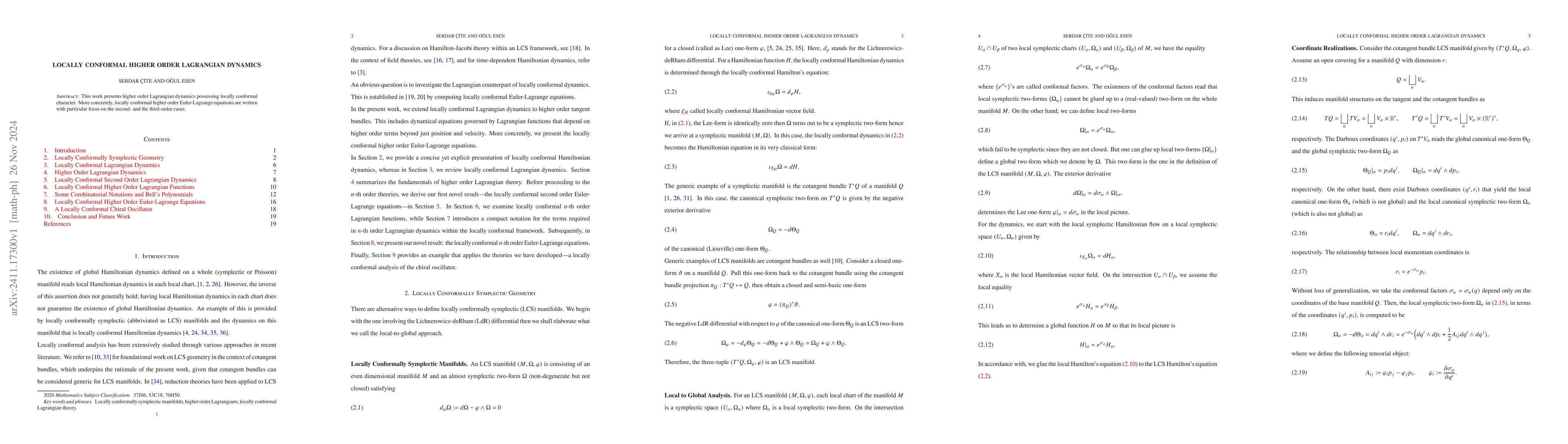 Thumbnail for [Locally Conformal Higher Order Lagrangian Dynamics