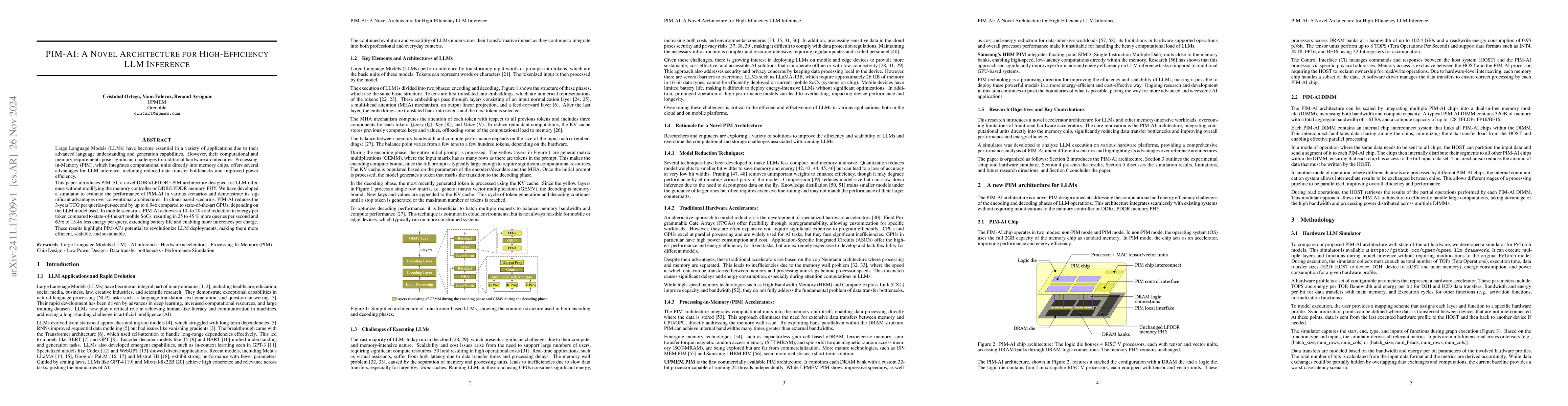 Thumbnail for PIM-AI: A Novel Architecture for High-Efficiency LLM Inference