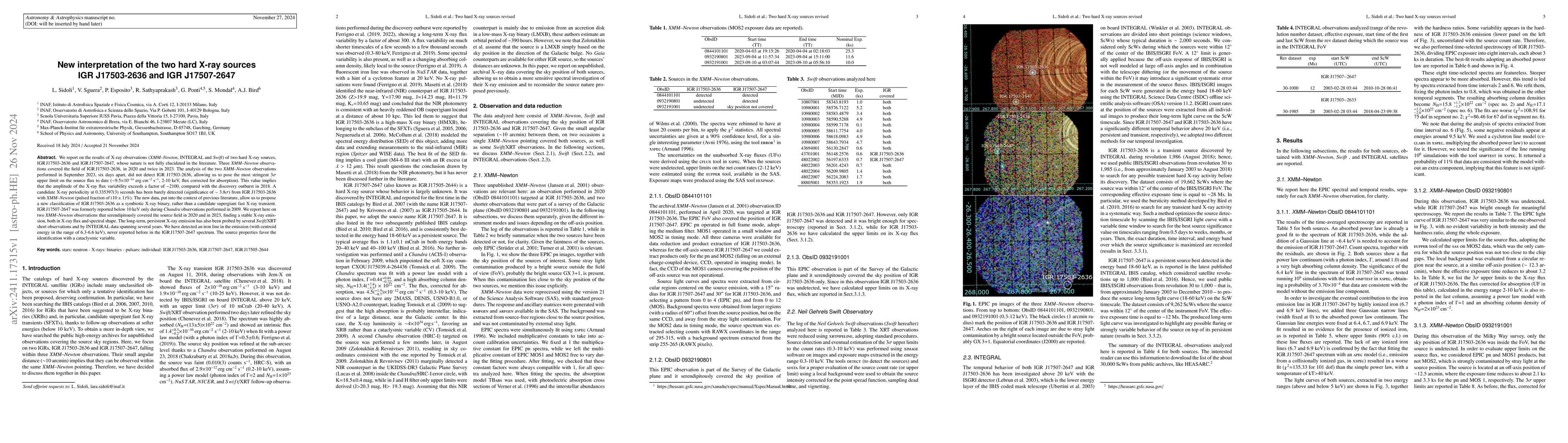 Thumbnail for New interpretation of the two hard X-ray sources IGR J17503-2636 and IGR
  J17507-2647
