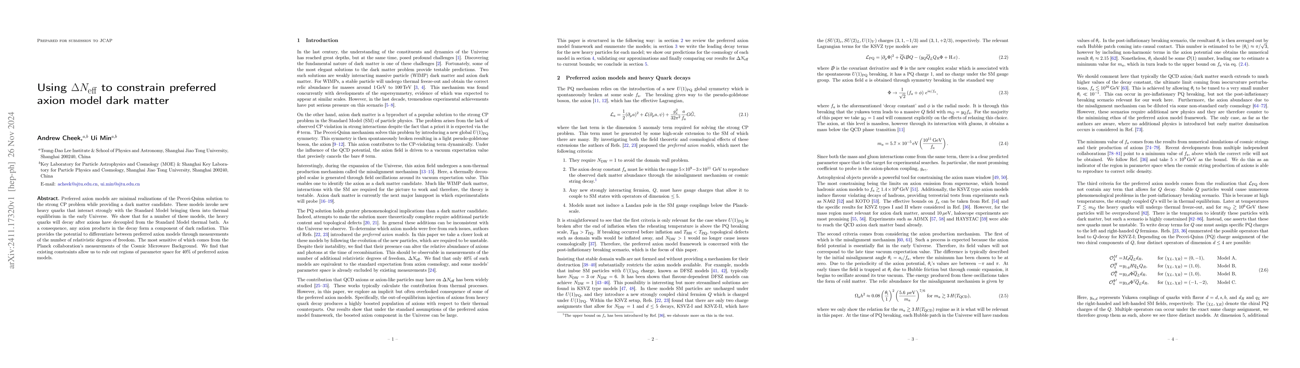 Thumbnail for Using $ΔN_{\rm eff}$ to constrain preferred axion model dark
  matter