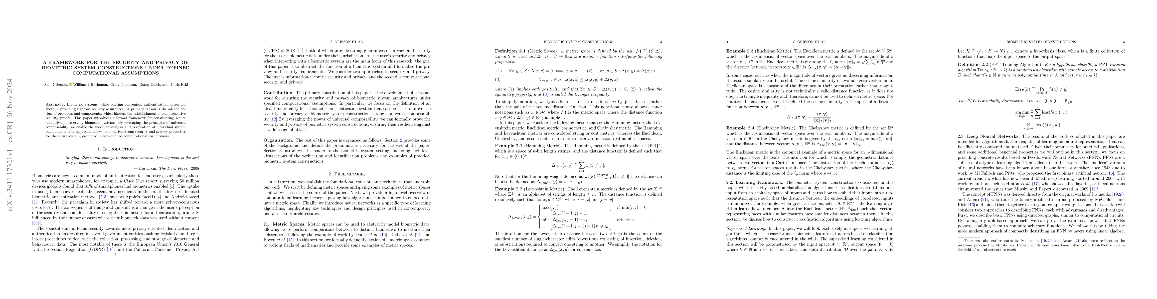 Thumbnail for A Framework for the Security and Privacy of Biometric System
  Constructions under Defined Computational Assumptions