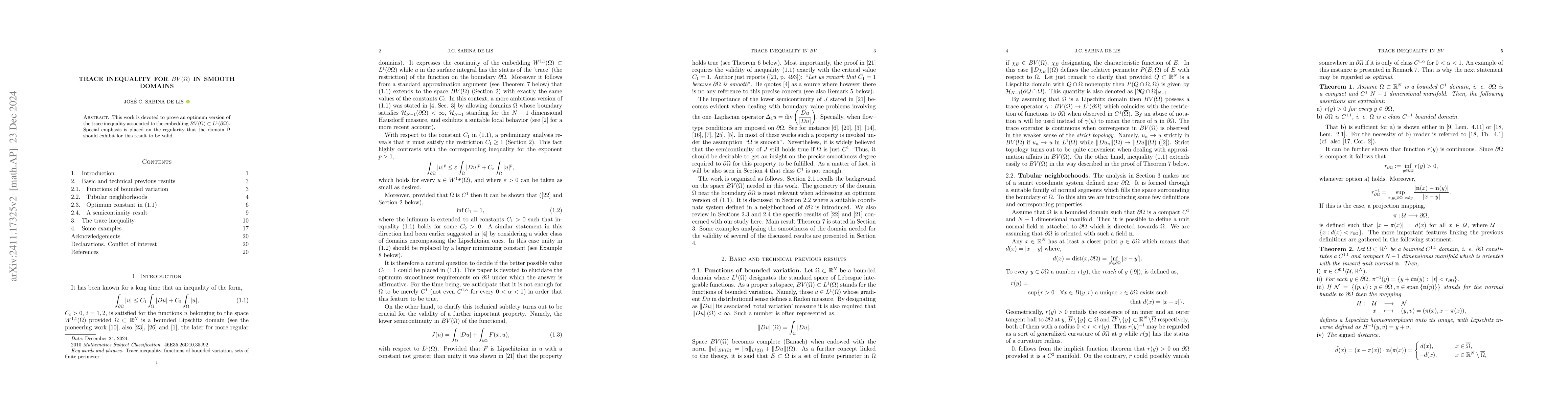 Thumbnail for Trace inequality for $BV(Ω)$ in smooth domains