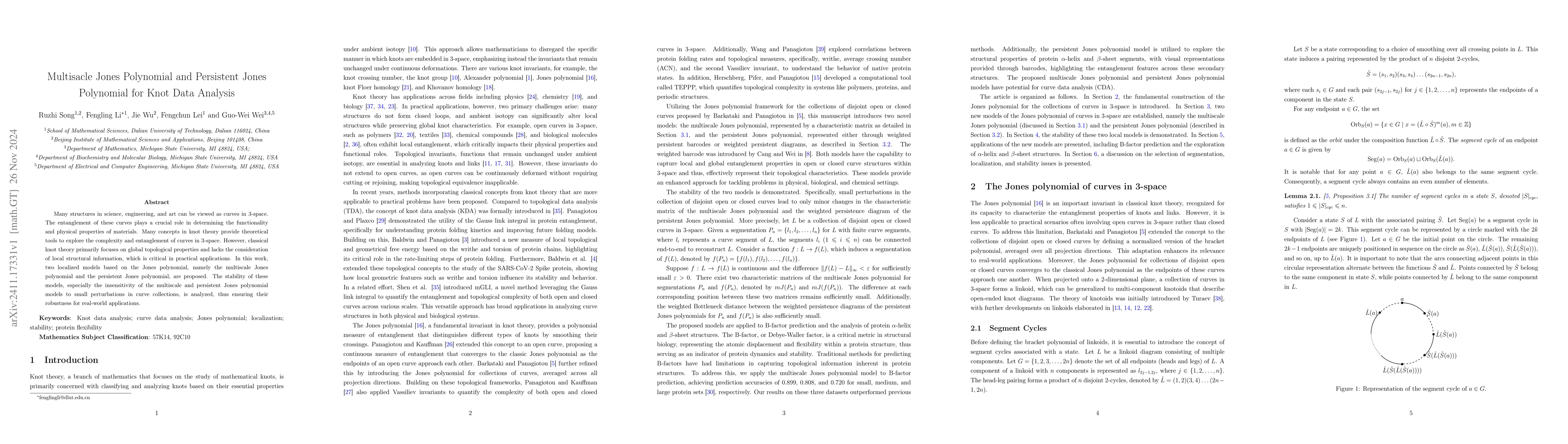 Thumbnail for Multiscale Jones Polynomial and Persistent Jones Polynomial for Knot
  Data Analysis