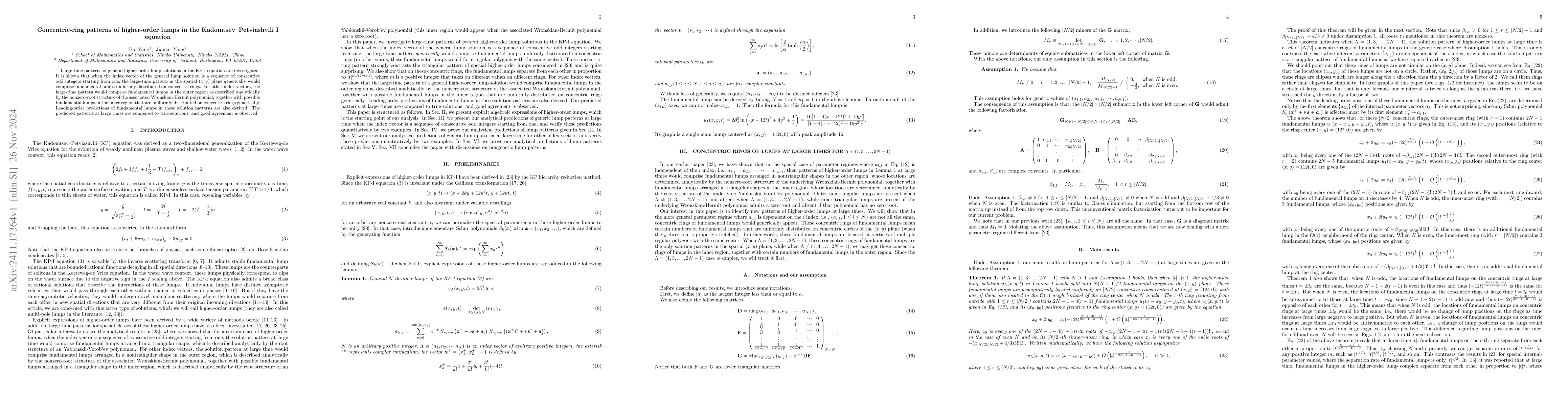 Thumbnail for Concentric-ring patterns of higher-order lumps in the
  Kadomtsev--Petviashvili I equation