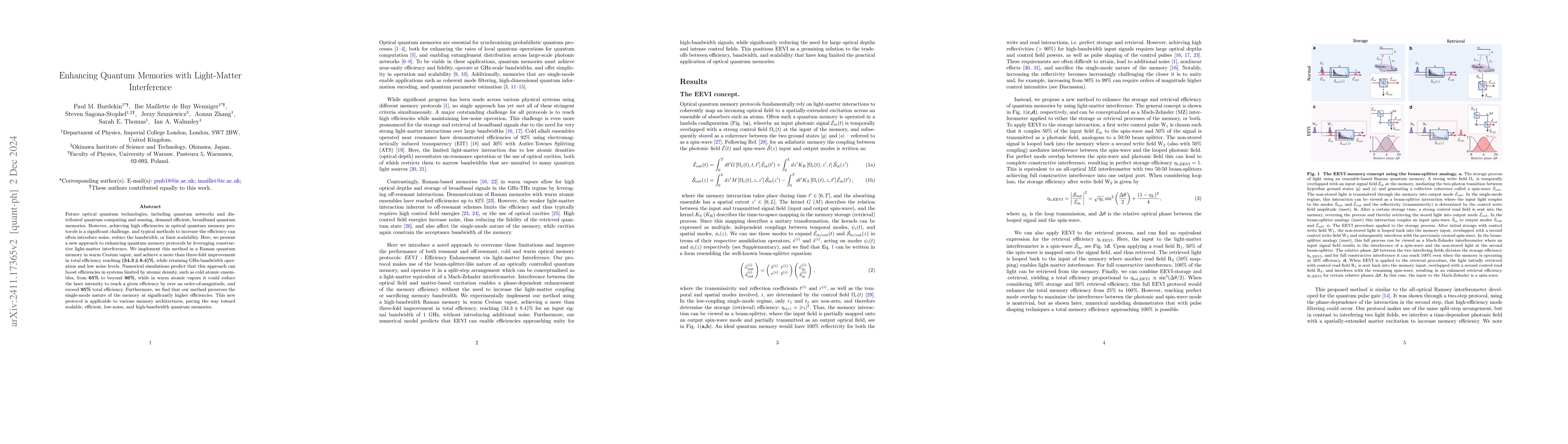 Thumbnail for Enhancing Quantum Memories with Light-Matter Interference