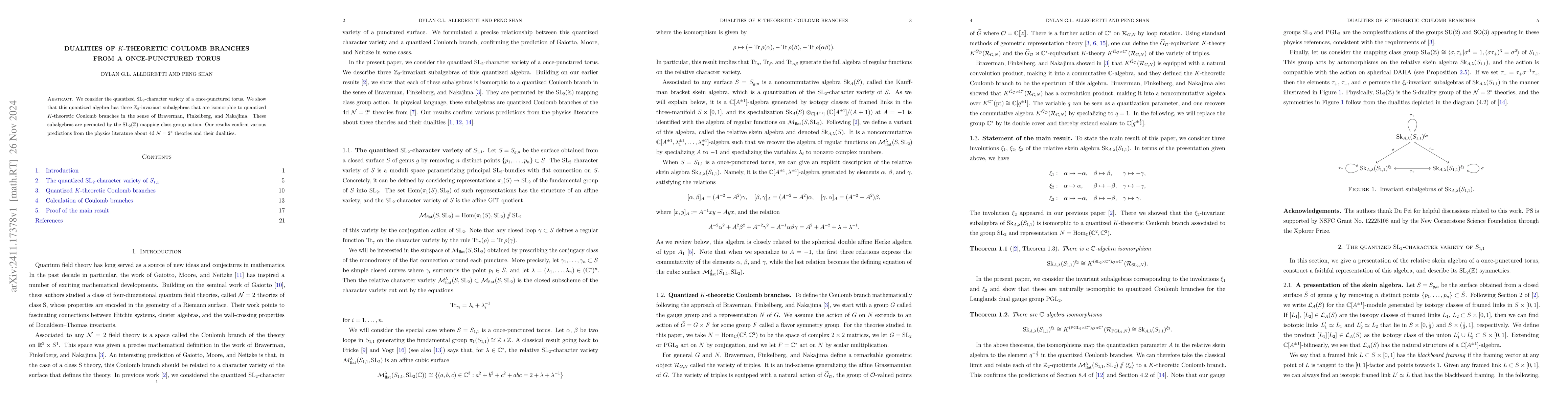 Thumbnail for Dualities of $K$-theoretic Coulomb branches from a once-punctured torus
