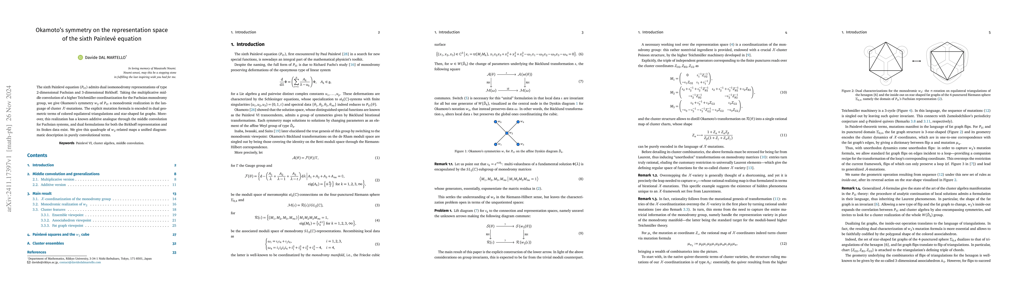 Thumbnail for Okamoto's symmetry on the representation space of the sixth Painlevé
  equation