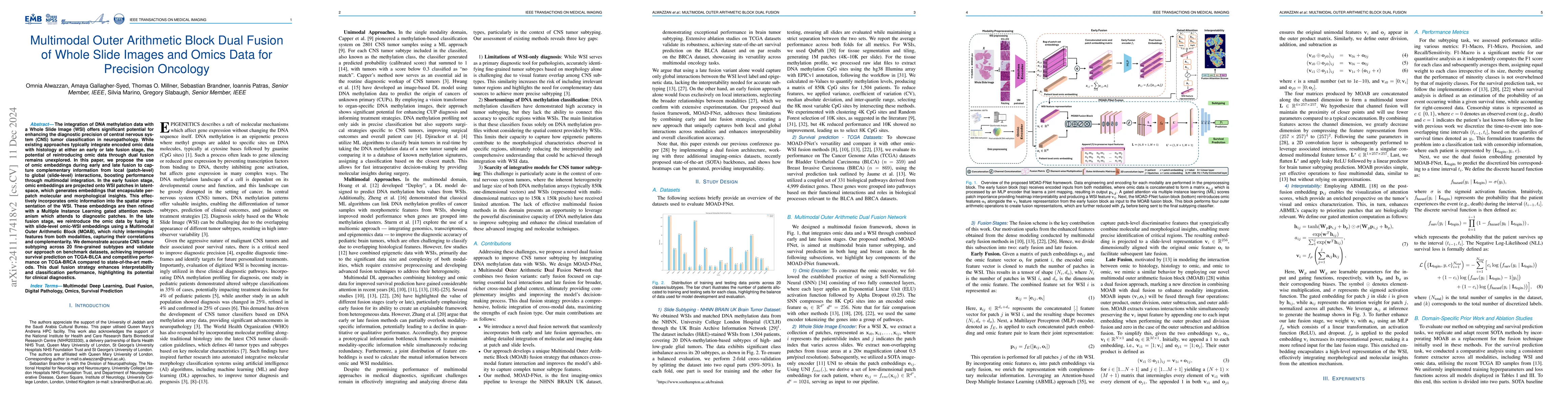 Thumbnail for Multimodal Outer Arithmetic Block Dual Fusion of Whole Slide Images and
  Omics Data for Precision Oncology