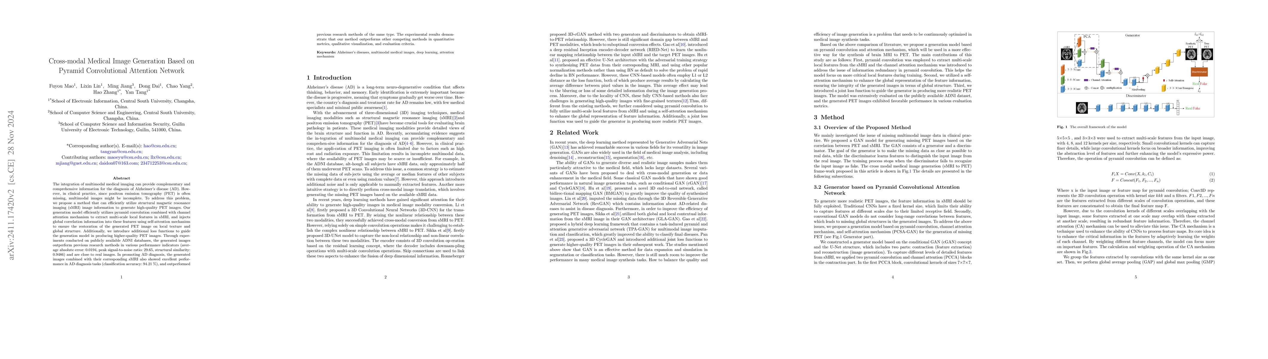 Thumbnail for Cross-modal Medical Image Generation Based on Pyramid Convolutional
  Attention Network