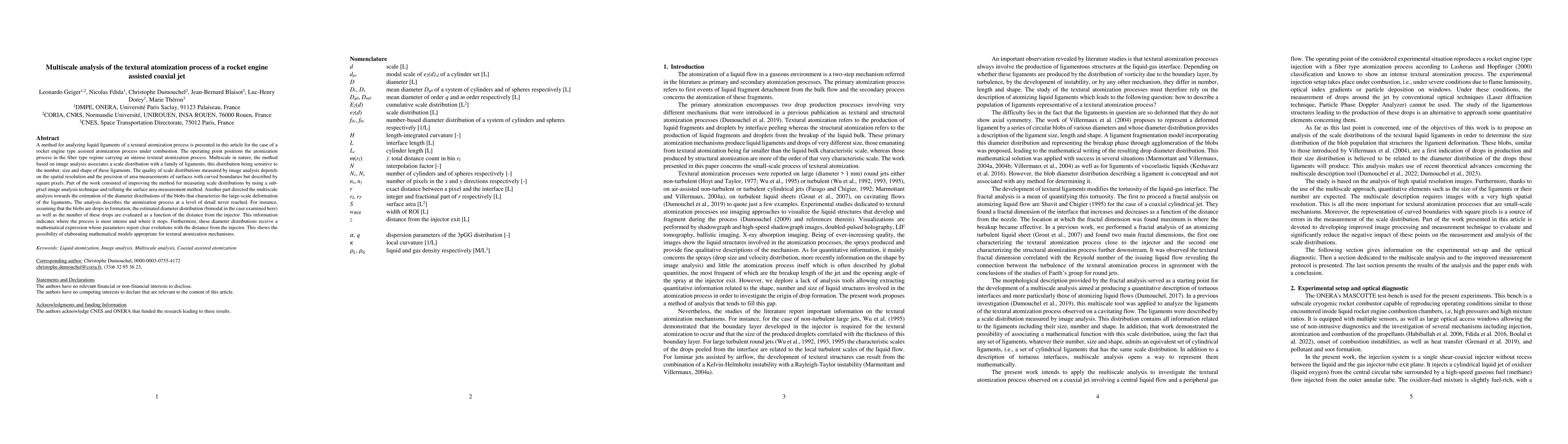 Thumbnail for Multiscale analysis of the textural atomization process of a rocket
  engine assisted coaxial jet