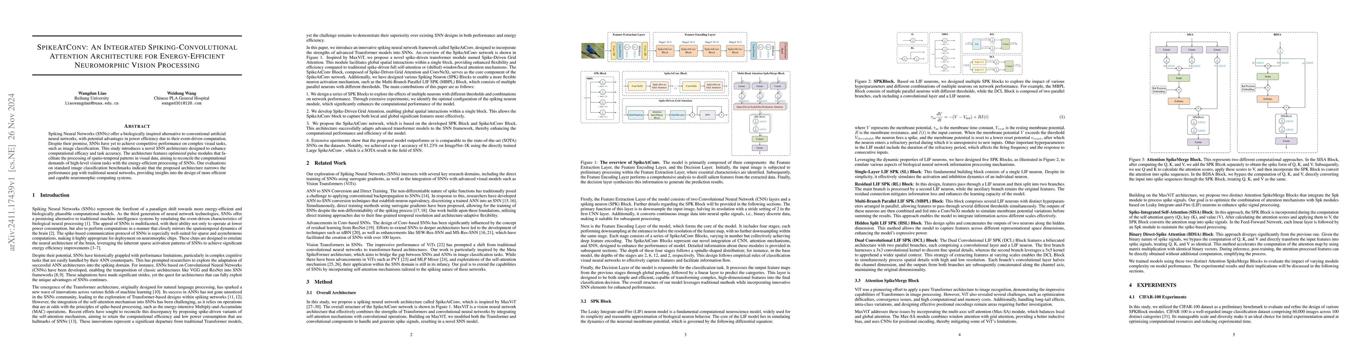 Thumbnail for SpikeAtConv: An Integrated Spiking-Convolutional Attention Architecture
  for Energy-Efficient Neuromorphic Vision Processing