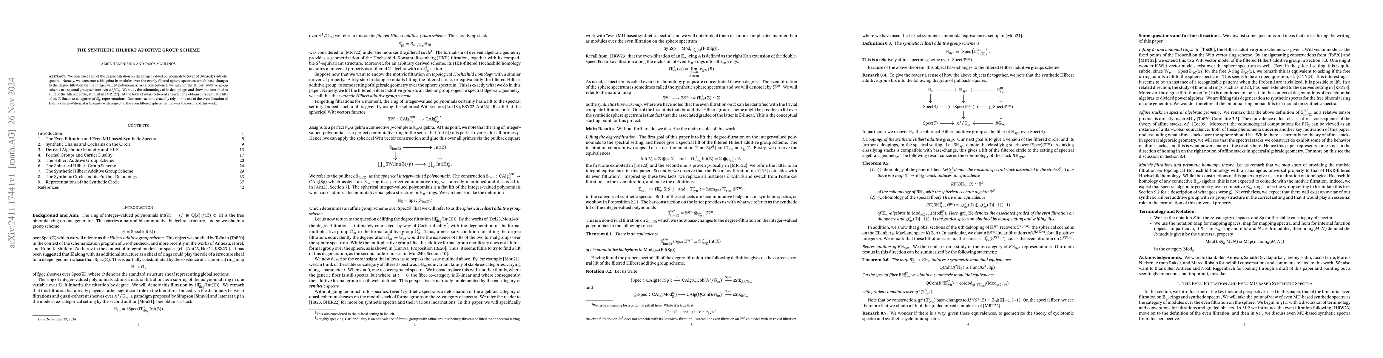Thumbnail for The Synthetic Hilbert Additive Group Scheme