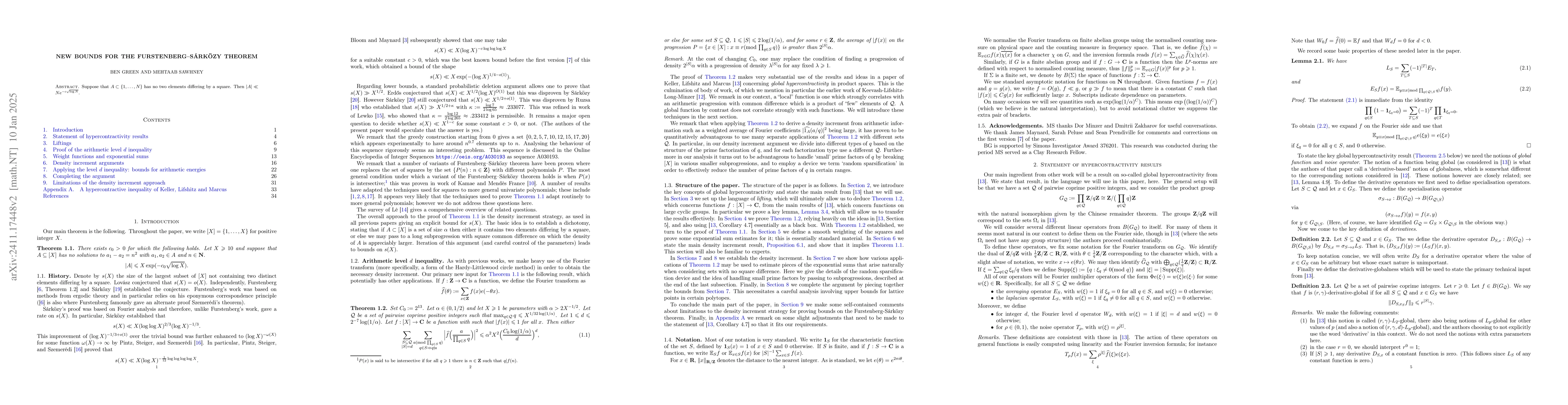 Thumbnail for Improved bounds for the Furstenberg-Sárközy theorem
