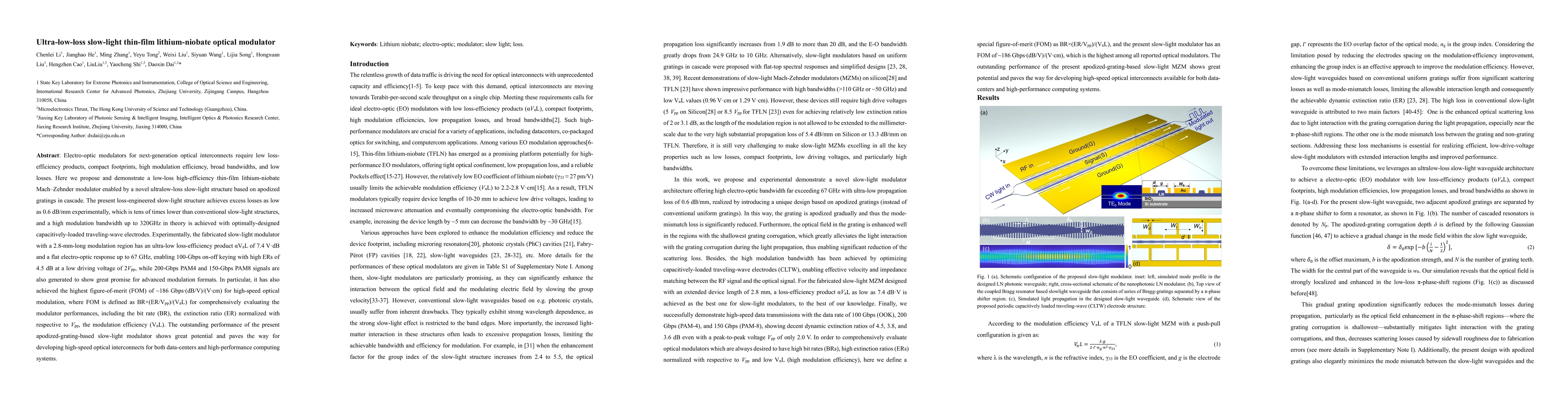 Thumbnail for Ultra-low-loss slow-light thin-film lithium-niobate optical modulator