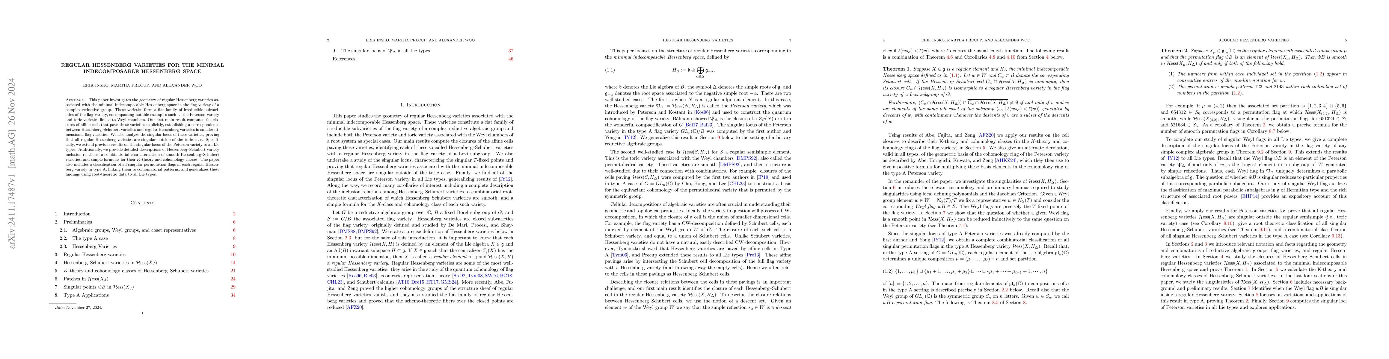 Thumbnail for Regular Hessenberg varieties for the minimal indecomposable Hessenberg
  space