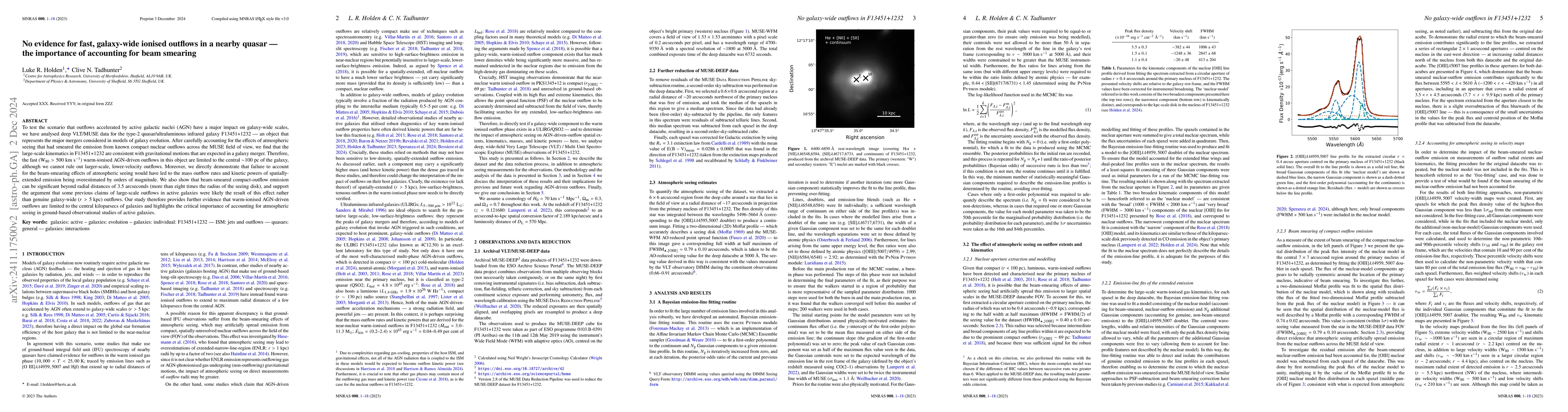Thumbnail for No evidence for fast, galaxy-wide ionised outflows in a nearby quasar --
  the importance of accounting for beam smearing