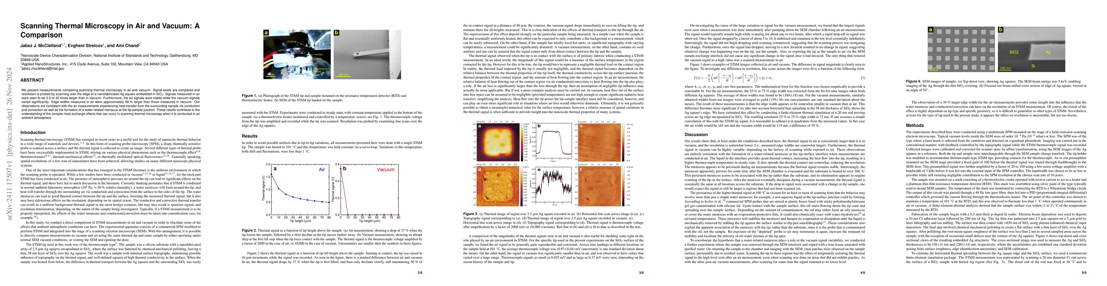 Thumbnail for Scanning Thermal Microscopy in Air and Vacuum: A Comparison