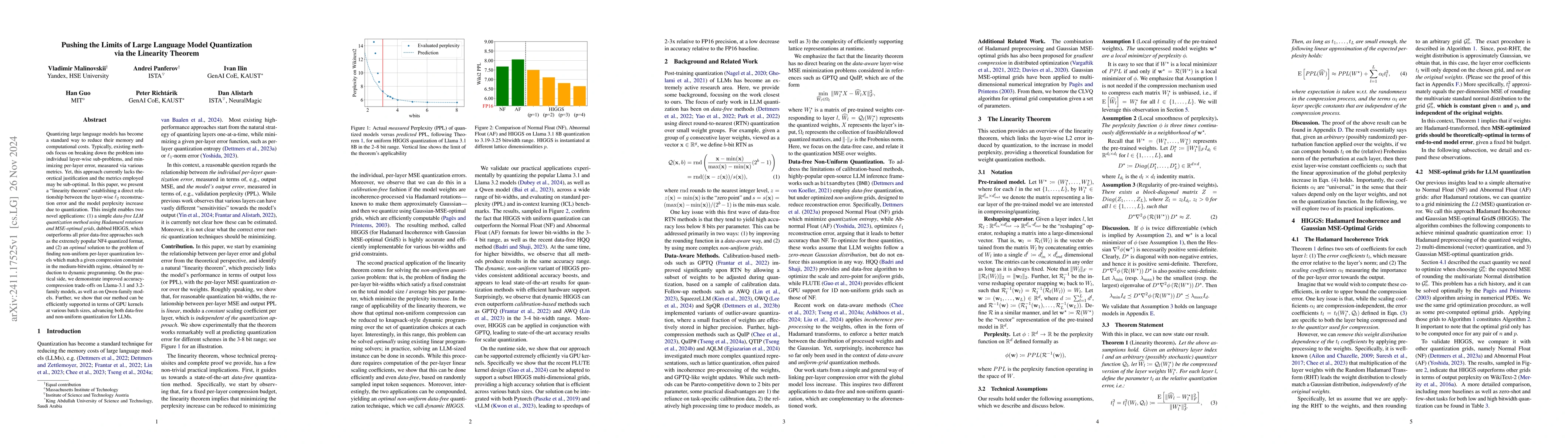 Thumbnail for Pushing the Limits of Large Language Model Quantization via the
  Linearity Theorem