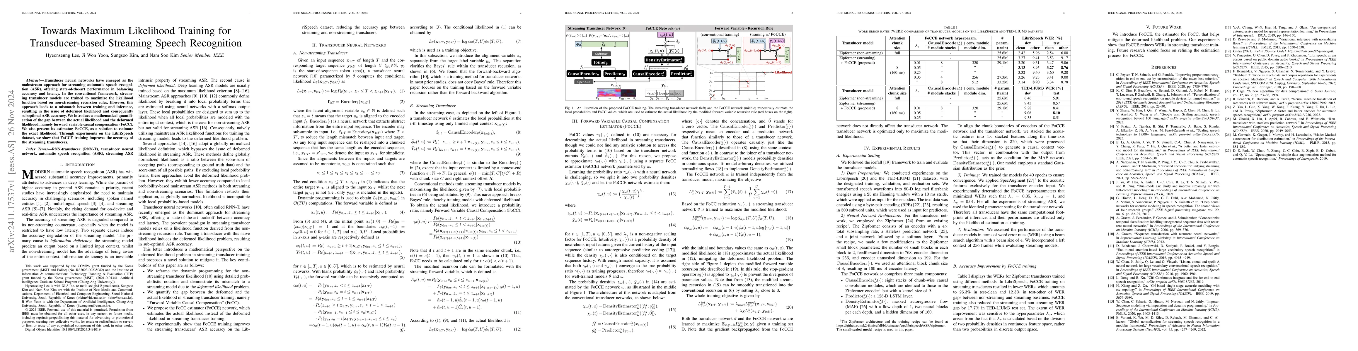 Thumbnail for Towards Maximum Likelihood Training for Transducer-based Streaming
  Speech Recognition