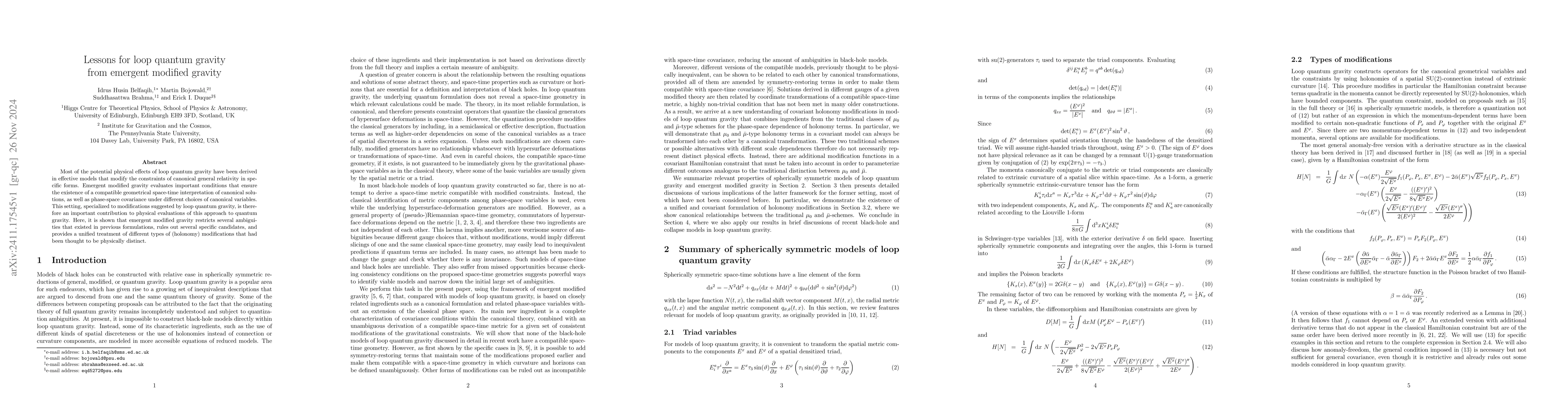 Thumbnail for Lessons for loop quantum gravity from emergent modified gravity