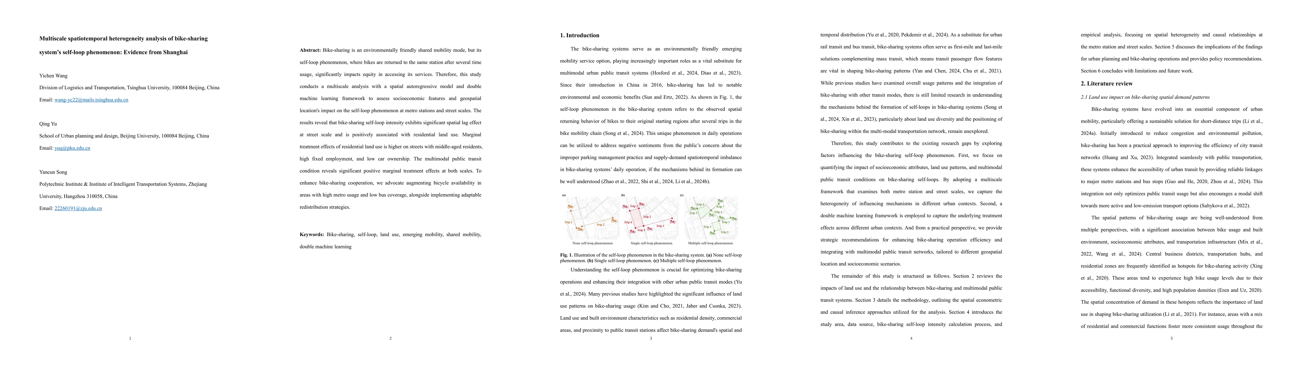 Thumbnail for Multiscale spatiotemporal heterogeneity analysis of bike-sharing
  system's self-loop phenomenon: Evidence from Shanghai