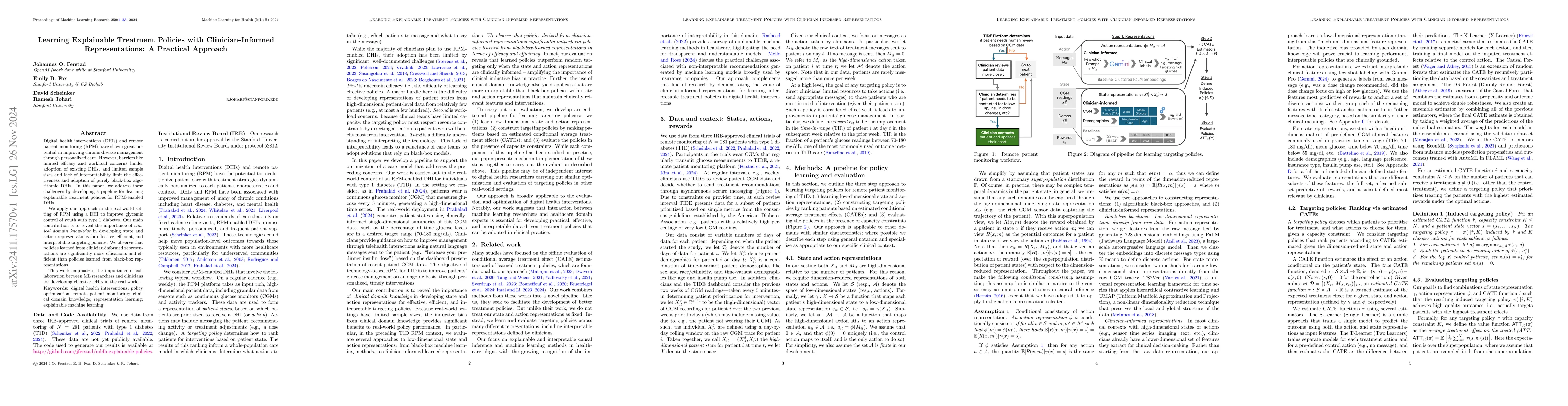 Thumbnail for Learning Explainable Treatment Policies with Clinician-Informed
  Representations: A Practical Approach