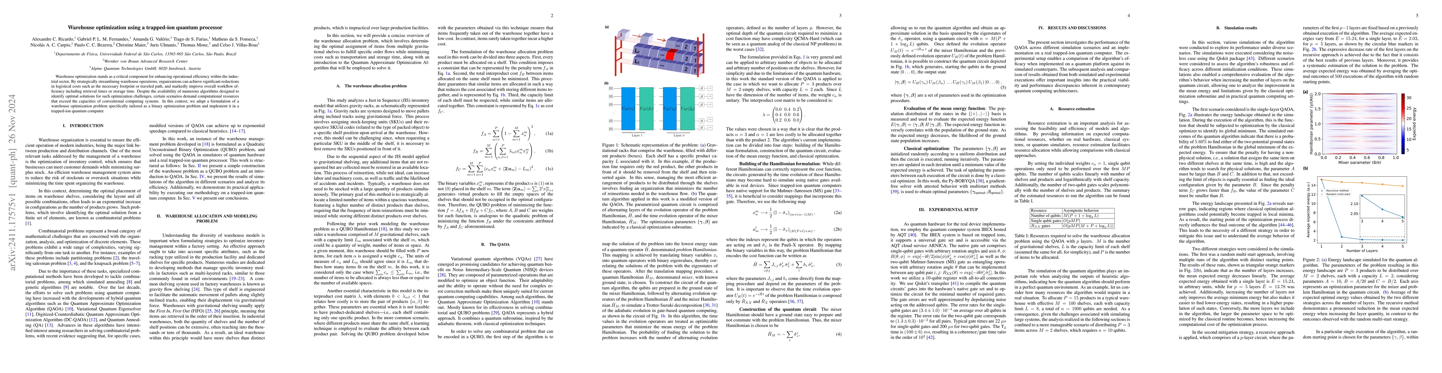 Thumbnail for Warehouse optimization using a trapped-ion quantum processor