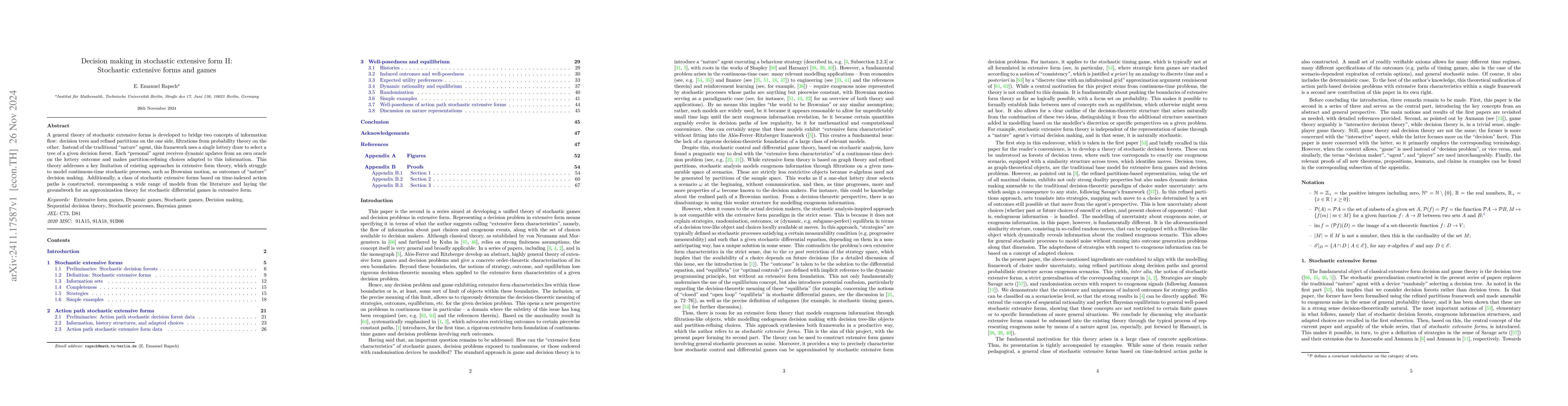Thumbnail for Decision making in stochastic extensive form II: Stochastic extensive
  forms and games