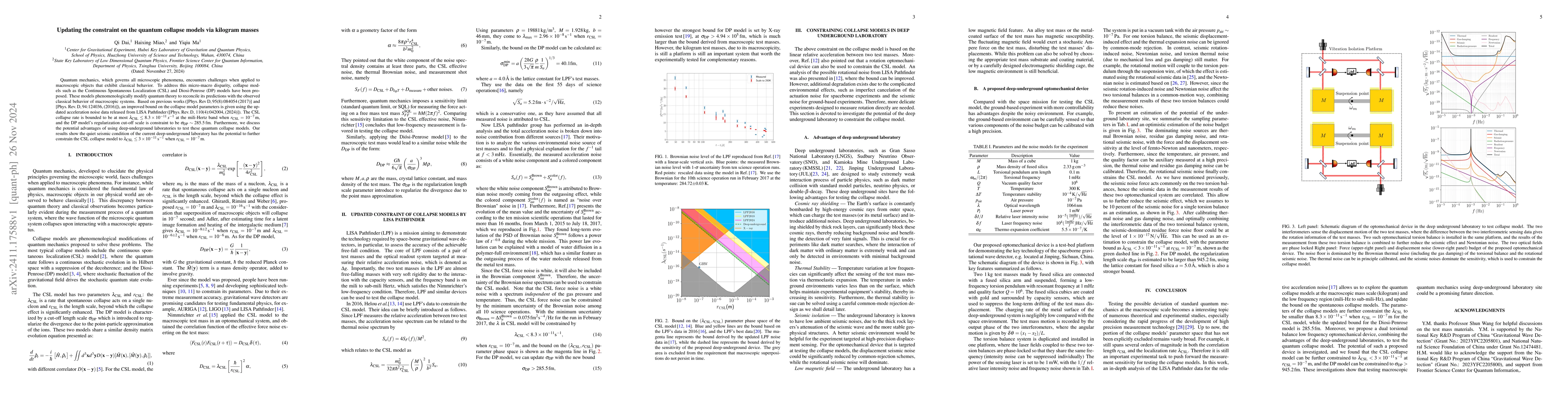 Thumbnail for Updating the constraint on the quantum collapse models via kilogram
  masses