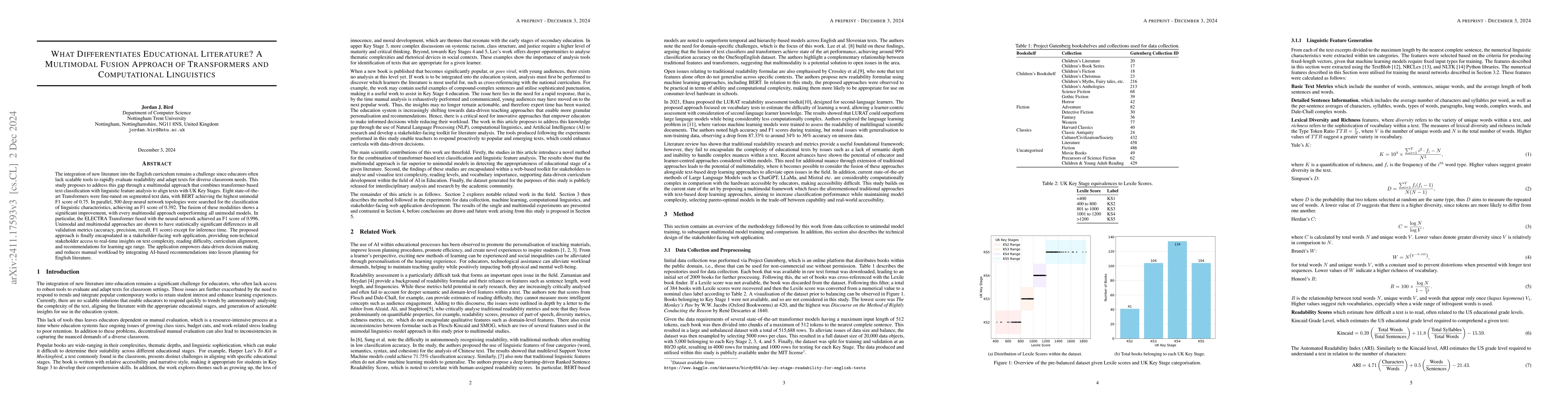 Thumbnail for What Differentiates Educational Literature? A Multimodal Fusion Approach
  of Transformers and Computational Linguistics