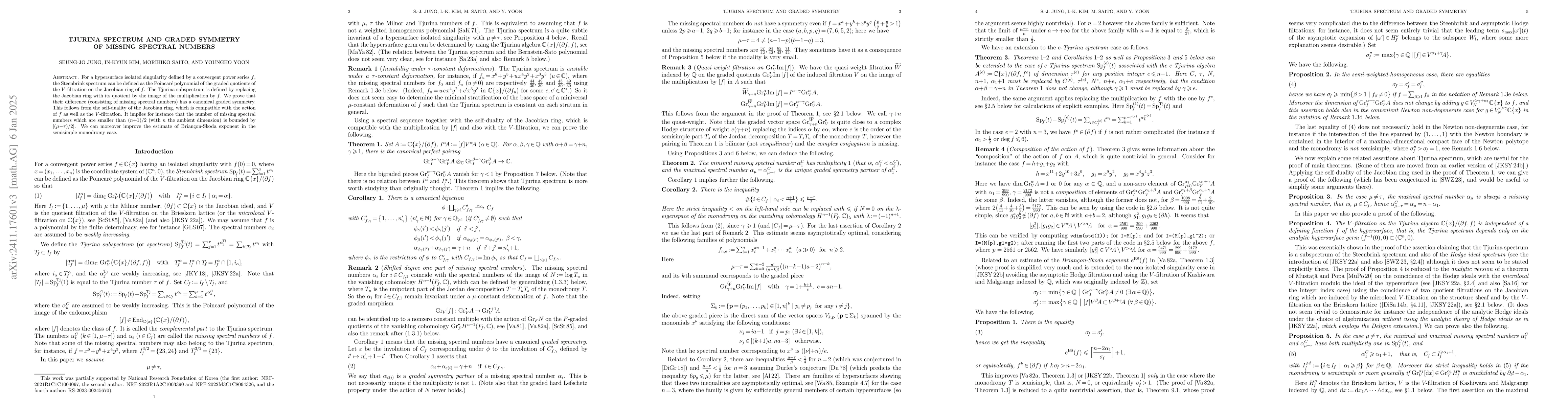 Thumbnail for Tjurina spectrum and graded symmetry of missing spectral numbers
