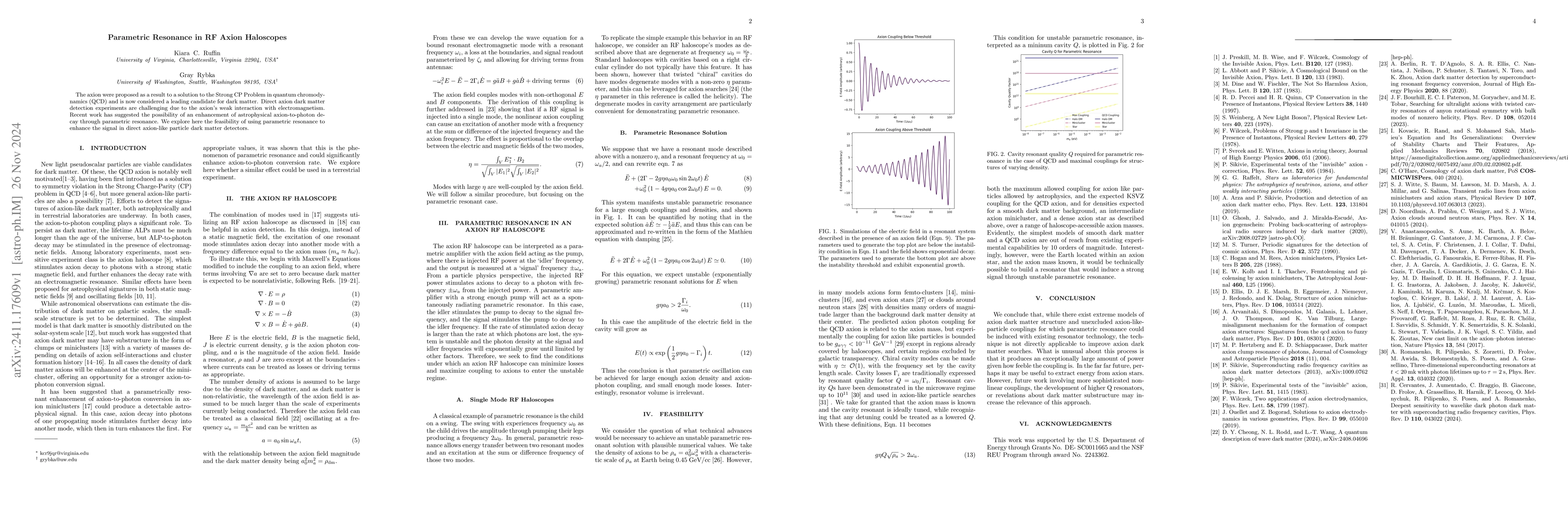 Thumbnail for Parametric Resonance in RF Axion Haloscopes