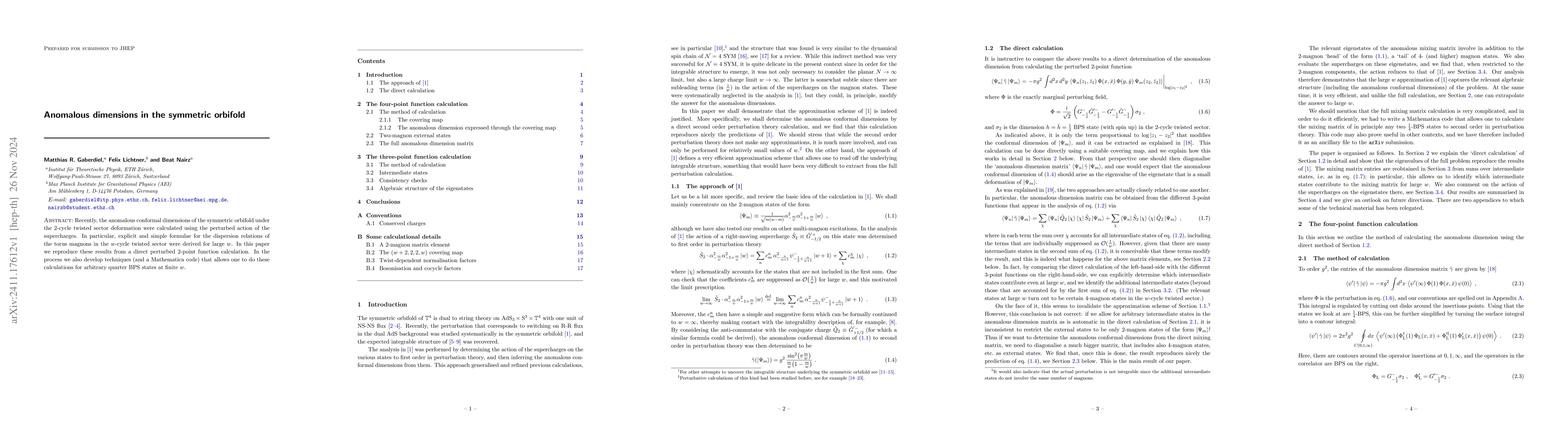 Thumbnail for Anomalous dimensions in the symmetric orbifold