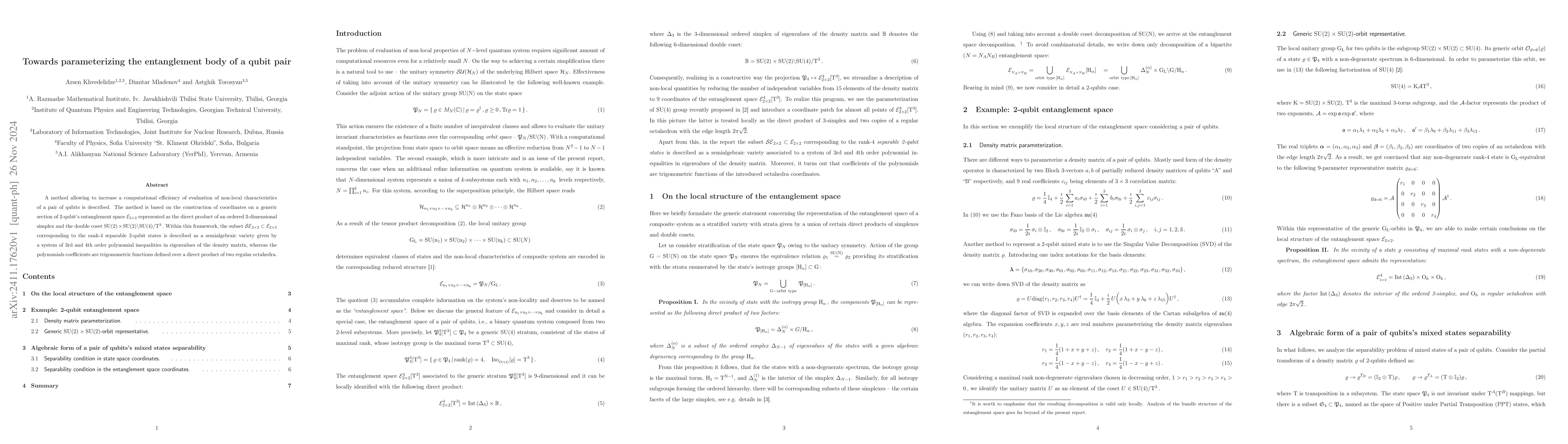 Thumbnail for Towards parameterizing the entanglement body of a qubit pair
