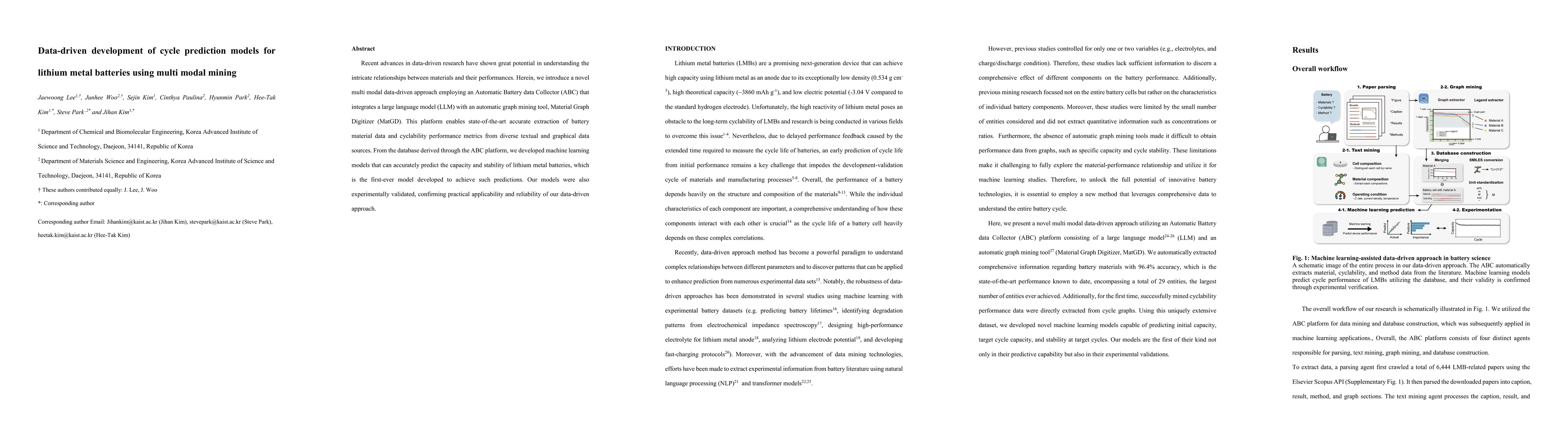 Thumbnail for Data-driven development of cycle prediction models for lithium metal
  batteries using multi modal mining
