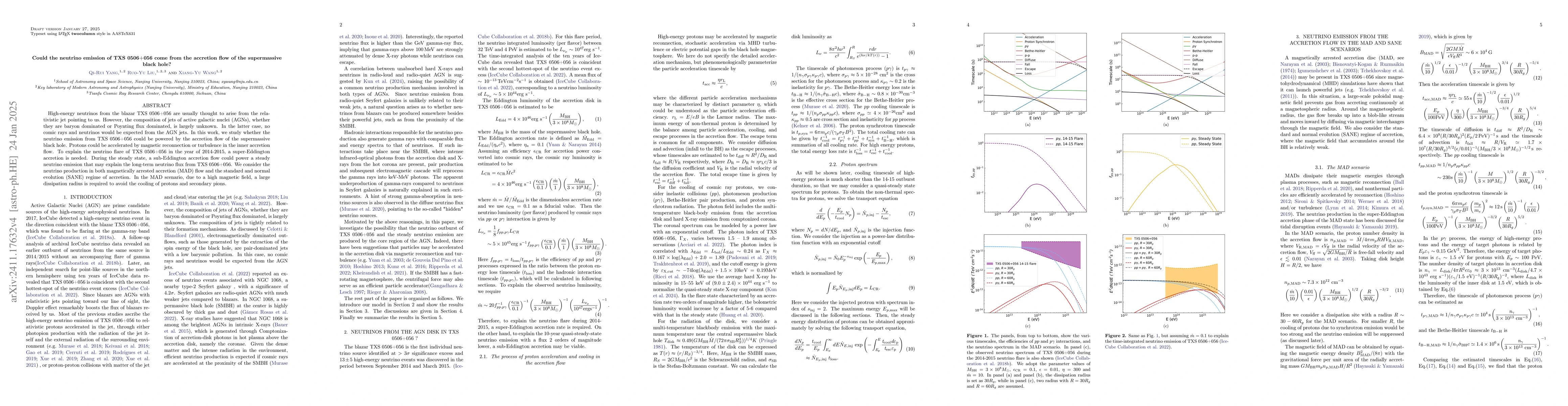 Thumbnail for Could the neutrino emission of TXS 0506+056 come from the accretion flow
  of the supermassive black hole?