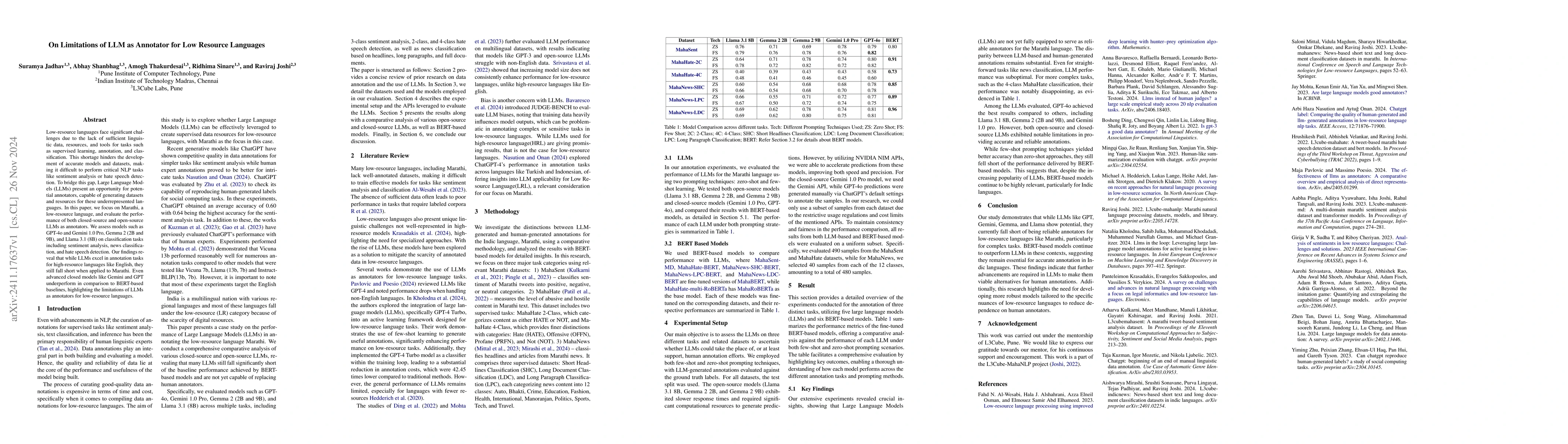 Thumbnail for On Limitations of LLM as Annotator for Low Resource Languages